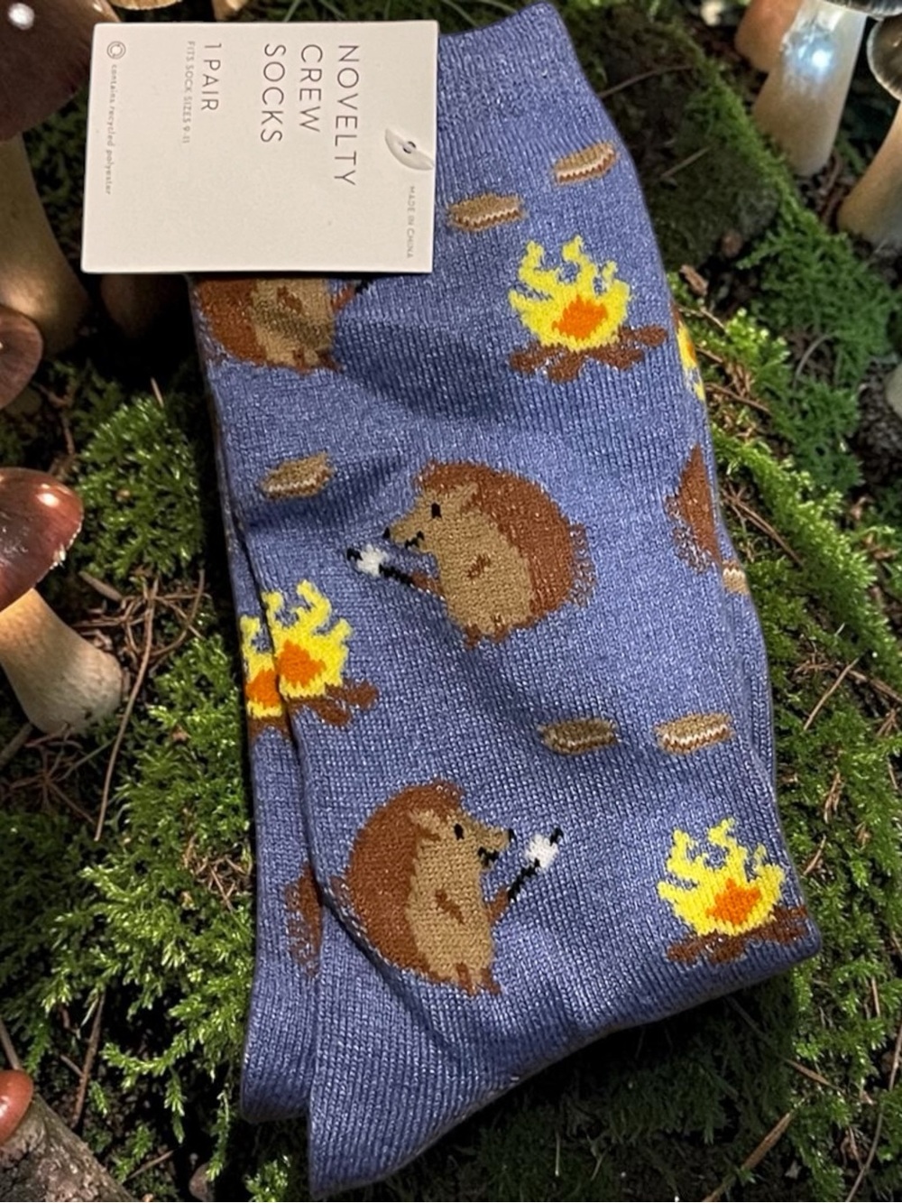 Hedgehog Campfire Crew Socks, Blue, OS, NWT 🦔 - Picture 3 of 4